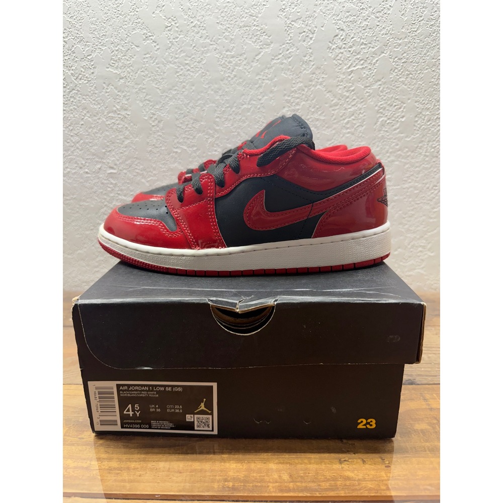 Air Jordan 1 Low SE GS Black Varsity Red White HV4396-006 Size 4.5Y Sneaker